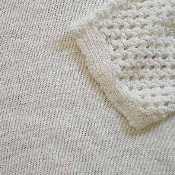 Michael Stars white pullover cotton sweater with pointelle knit in large - Picture 4 of 9